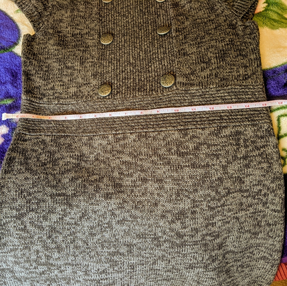 Glimmer by J.J. Basics Gray Sweater Dress with Ornate Buttons, Medium - Picture 8 of 10